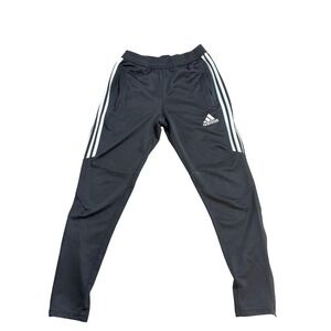 Adidas Track Pants Mens Small Black Three Stripe Elastic Waist Pockets Athletic